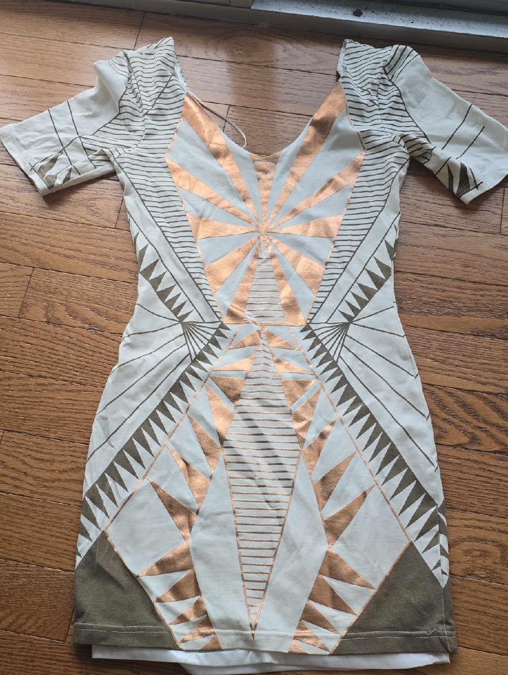 Arden B Cream Dress with Rose Gold Geometric Foil